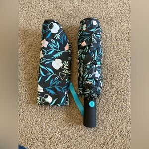 ShedRain Umbrella Auto Open & Close Compact Travel, Black with Flowers